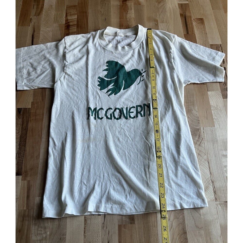 Vintage 70s George McGovern Campaign Tee Single Stitch Dove Olive Branch Peace - Picture 7 of 7